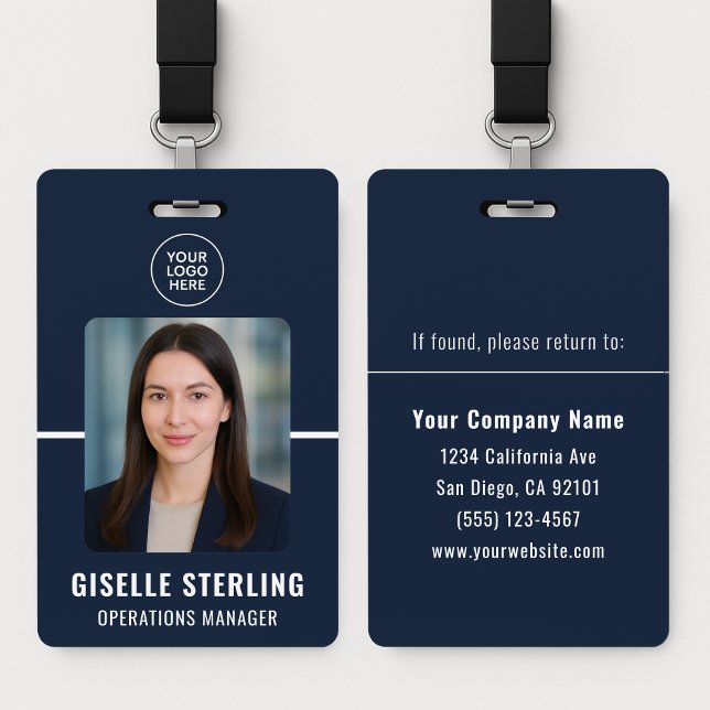Navy Blue Personalised Employee ID Card ID Badge (Creator Uploaded)