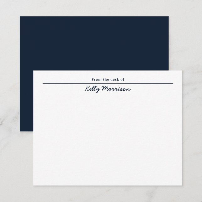 Navy Blue Personalised From the Desk Of Card (Front/Back)