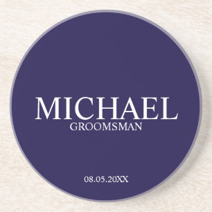 Navy Blue Personalised Groomsmen Coaster