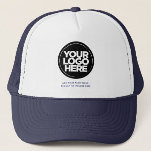 Navy Blue   Personalised Logo and Text Baseball Trucker Hat