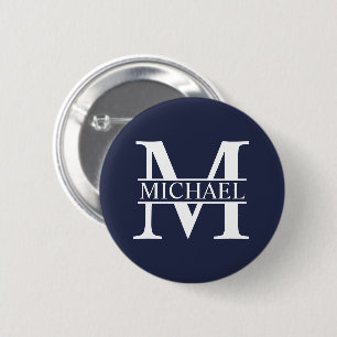 Navy Blue Personalised Monogram and Name 6 Cm Round Badge