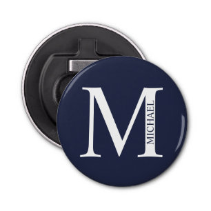 Navy Blue Personalised Monogram and Name Bottle Opener