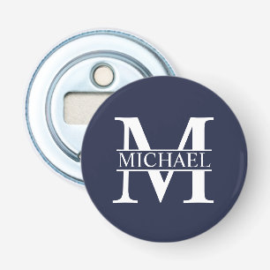 Navy Blue Personalised Monogram and Name Bottle Opener