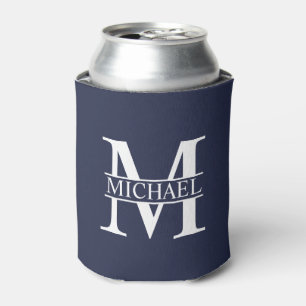 Navy Blue Personalised Monogram and Name Can Cooler