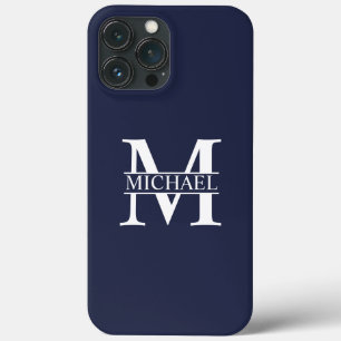 Navy Blue Personalised Monogram and Name iPhone 13 Pro Max Case