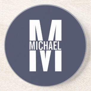 Navy Blue Personalised Monogram and Name Coaster