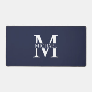 Navy Blue Personalised Monogram and Name Desk Mat