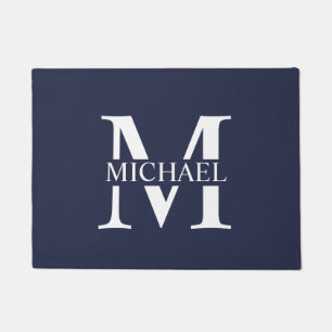 Navy Blue Personalised Monogram and Name Doormat