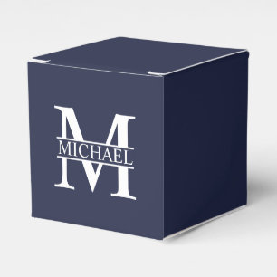 Navy Blue Personalised Monogram and Name Favour Box