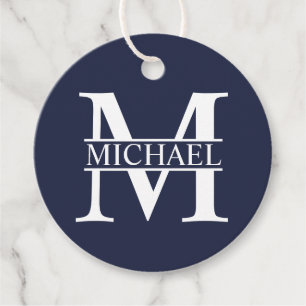 Navy Blue Personalised Monogram and Name Favour Tags