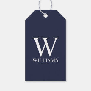 Navy Blue Personalised Monogram and Name Gift Tags