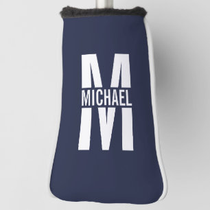 Navy Blue Personalised Monogram and Name Golf Head Cover
