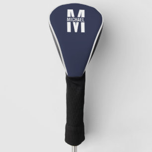 Navy Blue Personalised Monogram and Name Golf Head Cover