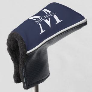 Navy Blue Personalised Monogram and Name Golf Head Cover