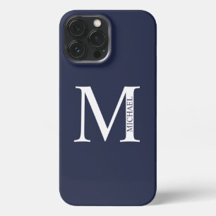 Navy Blue Personalised Monogram and Name iPhone 13 Pro Max Case