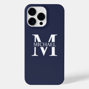 Navy Blue Personalised Monogram and Name iPhone 14 Pro Max Case