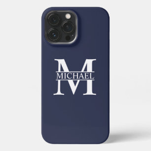 Navy Blue Personalised Monogram and Name iPhone 13 Pro Max Case