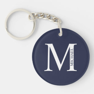 Navy Blue Personalised Monogram and Name Keychain