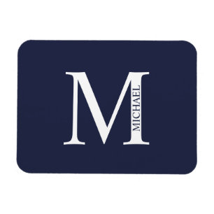 Navy Blue Personalised Monogram and Name Magnet