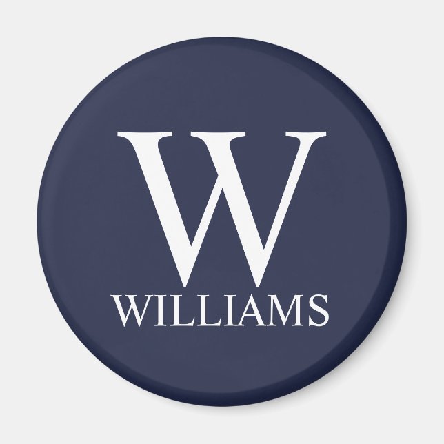 Navy Blue Personalised Monogram and Name Magnet (Front)