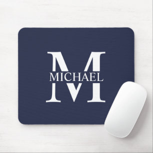 Navy Blue Personalised Monogram and Name Mouse Mat