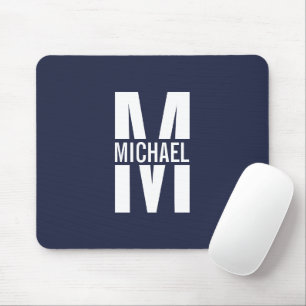 Navy Blue Personalised Monogram and Name Mouse Mat