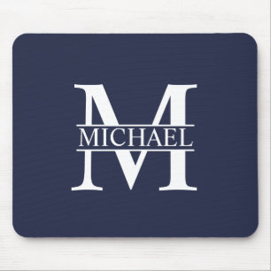 Navy Blue Personalised Monogram and Name Mouse Mat