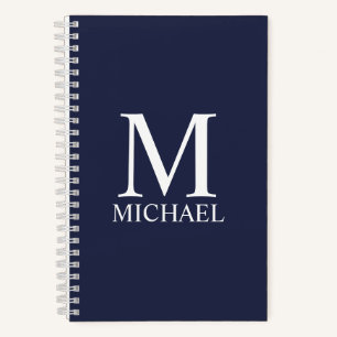 Navy Blue Personalised Monogram and Name Notebook