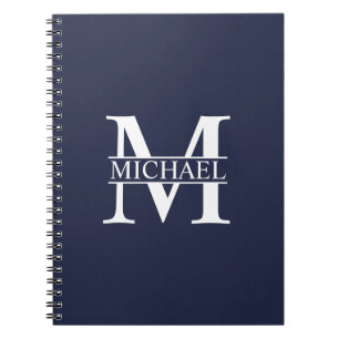 Navy Blue Personalised Monogram and Name Notebook