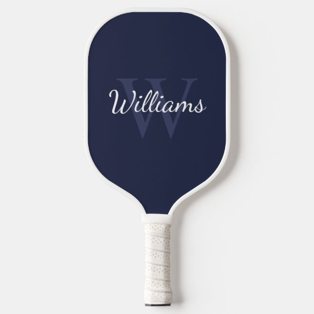 Navy Blue Personalised Monogram and Name Pickleball Paddle (Front)