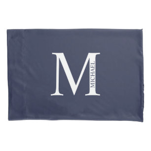 Navy Blue Personalised Monogram and Name Pillowcase