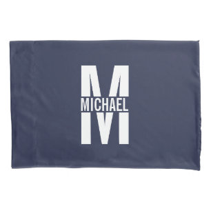 Navy Blue Personalised Monogram and Name Pillowcase