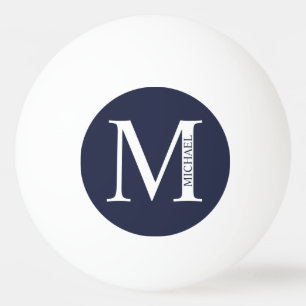 Navy Blue Personalised Monogram and Name Ping Pong Ball