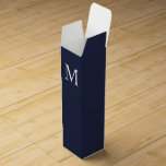 Navy Blue Personalised Monogram and Name Wine Box<br><div class="desc">Personalised Monogram and Name Design
features personalised monogram and name in classic serif font style.

Perfect for wedding,  holiday,  family reunion and for any special occasions.</div>