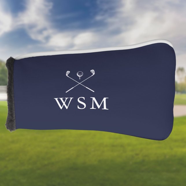 Navy Blue Personalised Monogram Golf Clubs Golf Head Cover (Navy Blue Personalized Monogram Golf Clubs Golf Head Cover)