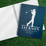 Navy Blue Personalised Monogram Golf Planner<br><div class="desc">This personalised golf planner is the perfect way to keep track of your golf schedule for the year. This design features a golfer swinging a club and has two text fields you can use to personalise it - perhaps with a name and golf club.</div>