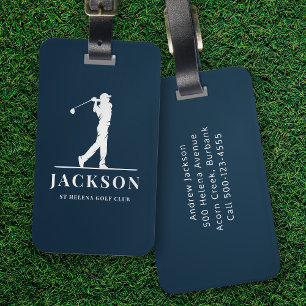 Navy Blue Personalised Monogram Golfer Luggage Tag