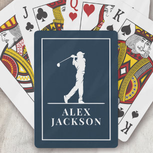 Navy Blue Personalised Monogram Golfer Playing Cards