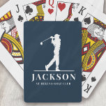 Navy Blue Personalised Monogram Golfer Playing Cards<br><div class="desc">This design features a golfer swinging a club and has two text fields that you can use to personalise it - perhaps with a name and golf team or club.</div>