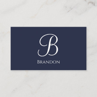 Navy Blue Personalised Name and Monogram Business Card