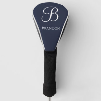 Navy Blue Personalised Name and Monogram Golf Head Cover