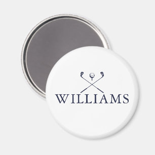 Navy Blue Personalised Name Golf Clubs Magnet