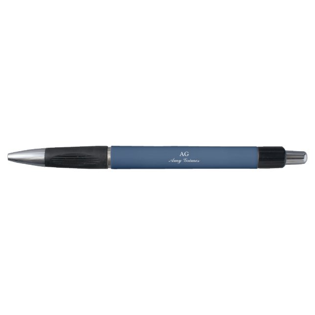 Navy Blue Personalised Name Pen Elegant Style (Front)