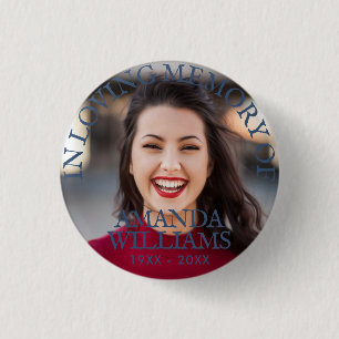 Navy Blue Personalised Photo Memorial 3 Cm Round Badge