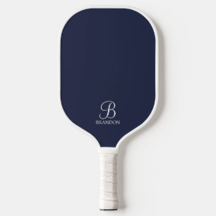 Navy Blue Personalised Script Monogram and Name Pickleball Paddle