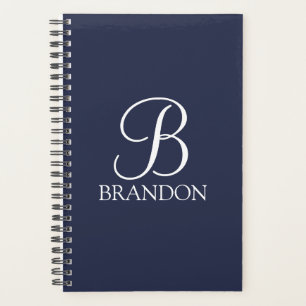 Navy Blue Personalised Script Monogram and Name Planner