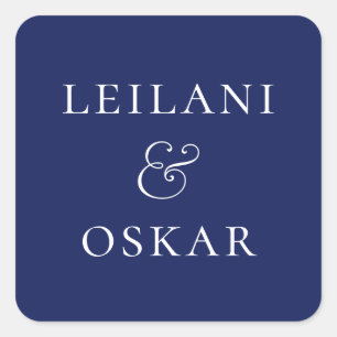 Navy Blue Personalised Square Sticker