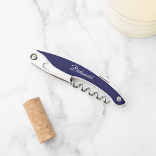 Navy Blue Personalised Wedding Bridesmaid Corkscrew