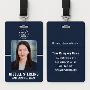 Navy Blue Personalized Employee ID Card ID Badge