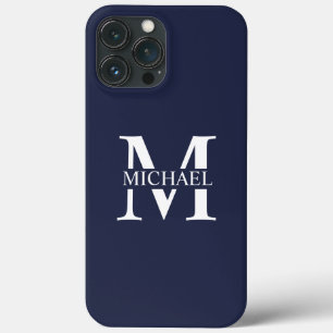 Navy Blue Personalized Monogram and Name iPhone 13 Pro Max Case
